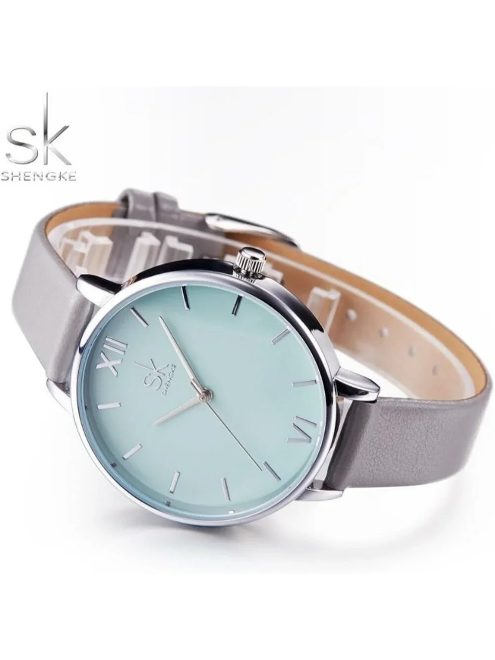 Women's Grey Creative Simplicity Genuine Leather Ladies Elegant Wrist Watches